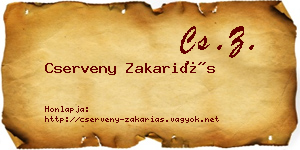 Cserveny Zakariás névjegykártya